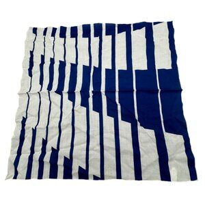Vintage Blue & White Geometric Pattern Textile Fabric cotton square sheer READ
